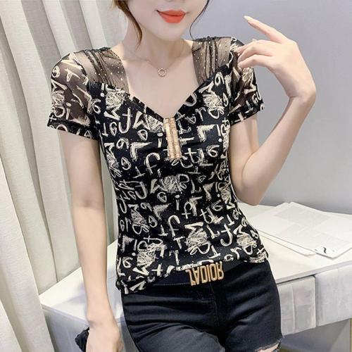 Polyester Slim Women Short Sleeve T-Shirts  PC