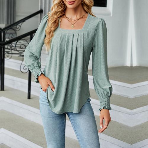 Rayon & Spandex & Polyester Women Long Sleeve T-shirt mid-long style & loose jacquard PC