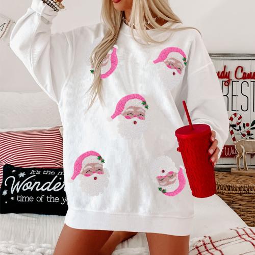 Polyester Women Long Sleeve Blouses christmas design & loose printed Santa Claus PC