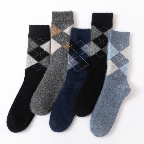 Rabbit Hair & Wool Men Ankle Sock thicken & sweat absorption & thermal geometric : Lot