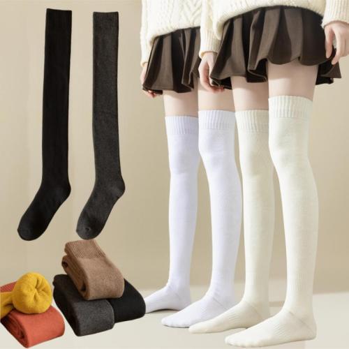 Polyester & Cotton Women Knee Socks thicken & thermal Solid : Lot