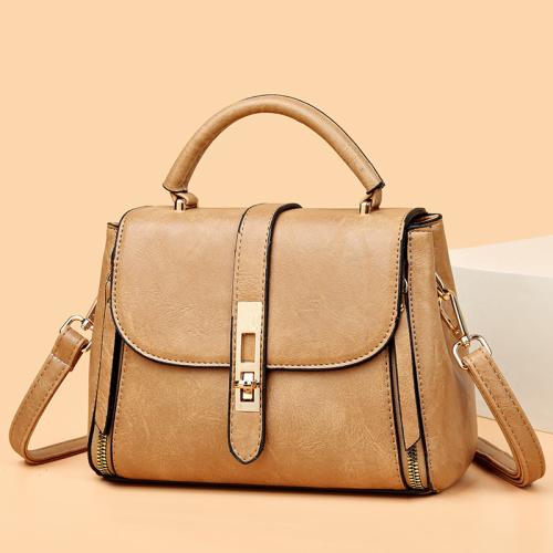 PU Leather Concise Handbag large capacity & attached with hanging strap Solid PC