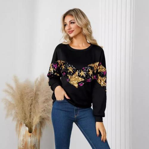 Polyester Women Long Sleeve Blouses & loose black PC