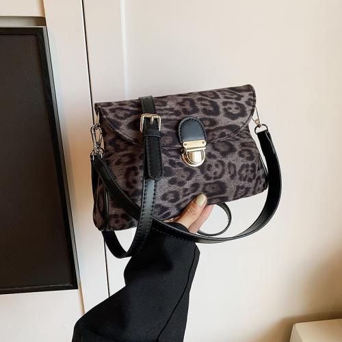 PU Leather Shoulder Bag soft surface & attached with hanging strap leopard PC