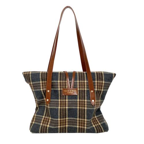 Cloth Easy Matching Shoulder Bag large capacity plaid PC