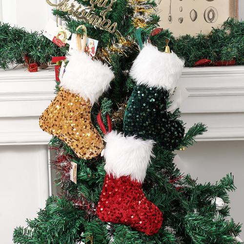 Cloth & Sequin Christmas Stocking for home decoration & christmas design PC