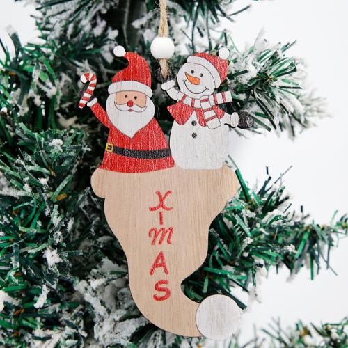 New Christmas wooden pendant inverted Christmas hat doll ornaments Christmas tree decoration snowman elk pendant