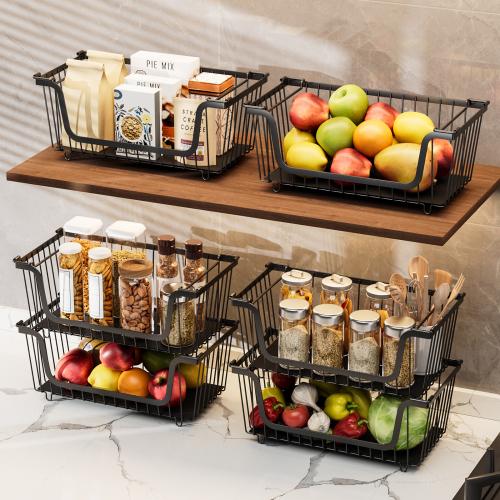 Kitchen Countertop Vegetable Storage Rack Desktop Vegetable and Fruit Basket Stove Spice Rack Multi-Layer Classified Storage Basket