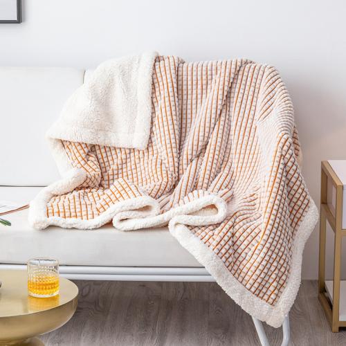 Plaid Lamb Fleece Blanket Winter Thickened Blanket Sofa Air-conditioning Blanket