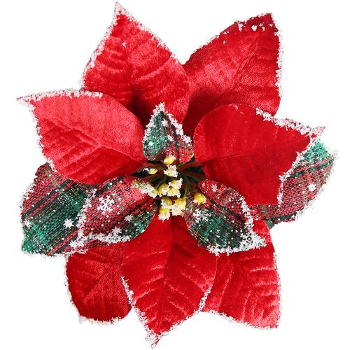 Christmas New Christmas flower decoration plaid flannel Christmas artificial flower Christmas tree decoration scene layout