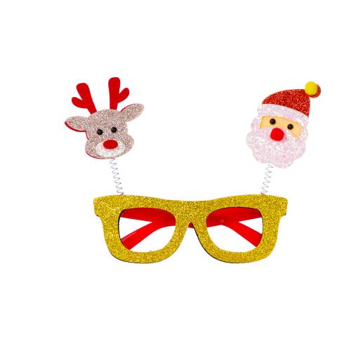 Spring Christmas Glasses Christmas Party Decoration Children's Gift Props Christmas Tree Elk Gold Powder Glasses Frame