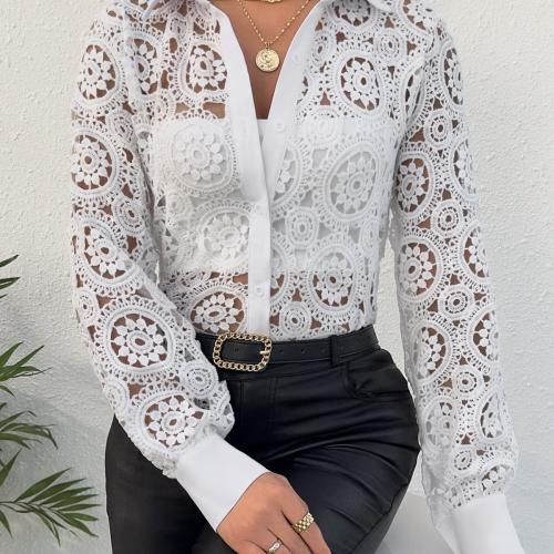 2024 New Long Sleeve Lace V-Neck Women's Shirt Women's Shirt