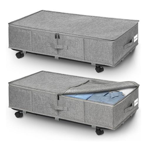 Under-bed storage rack with wheels  under-bed storage container with transparent lid for clothes and blankets