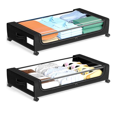 Hot Sale Bed Bottom Storage Box with wheels Under-Bed Clothes Books Fabric Box