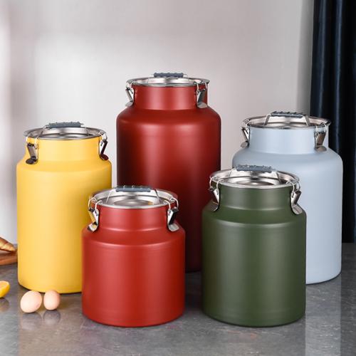 Colorful stainless steel sealed bucket flour food storage insect-proof moisture-proof household jar