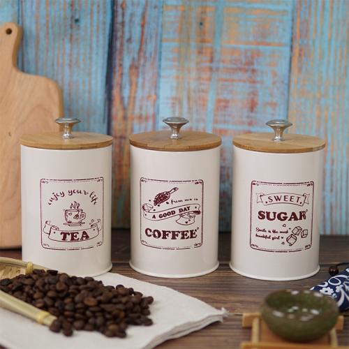 Galvanized Iron Storage Dust-proof Jar Coffee Sugar Tea Jar Decorative Ornaments