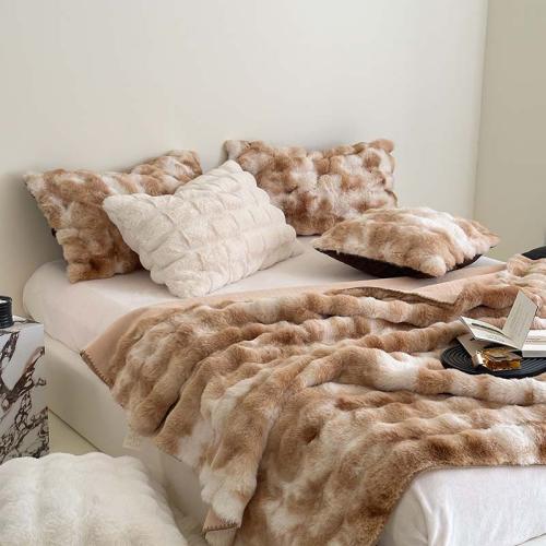 Light Luxury Rabbit Fur Blanket Long Hair Nap Blanket Winter Thickened Sofa Blanket