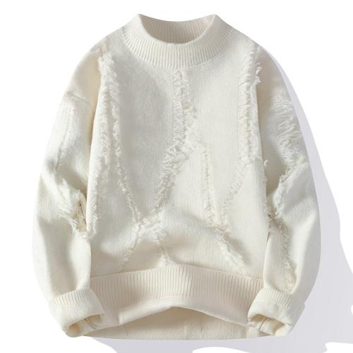 Autumn and winter lazy wind warm bottoming sweater men's design round neck sweater casual simple sweater