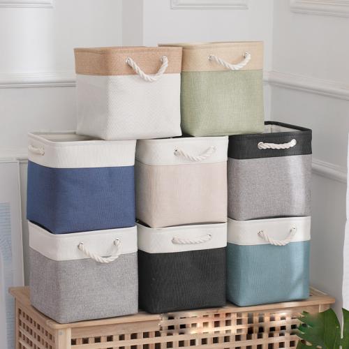 New linen fabric storage basket large capacity household square laundry basket organizing