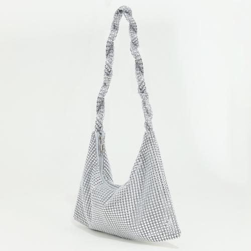 New hand-woven twist hand strap shiny rhinestone underarm party evening bag