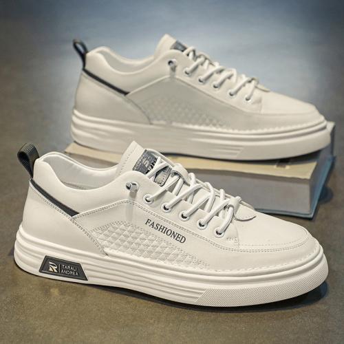 Breathable Lightweight Soft Leather White Shoes Men's 2024 New Summer Fashionable All-match