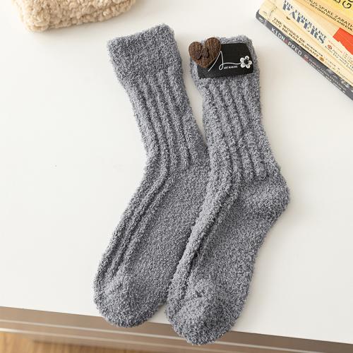 Women's Winter fleece-lined Thickened Coral Fleece Mid-tube Socks Home Floor Warm Socks