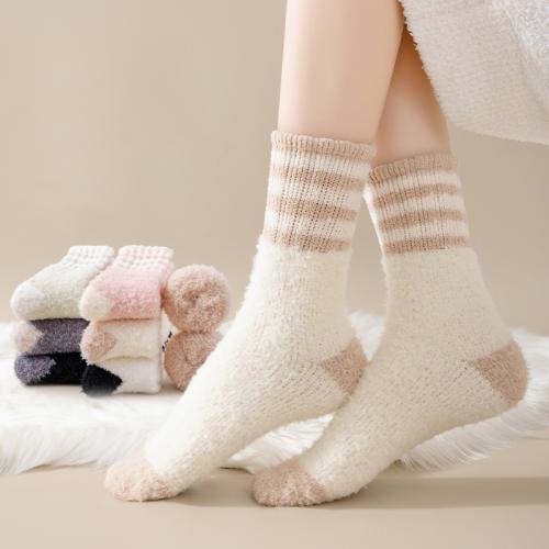 Coral Velvet Socks Women's Autumn and Winter fleece-lined Thickened Home Postpartum Plush Warm Sleep Socks