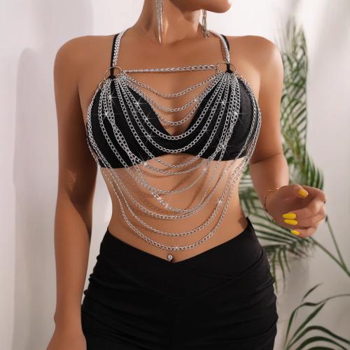 2024 Women's Top new fashion metal chain backless camisole