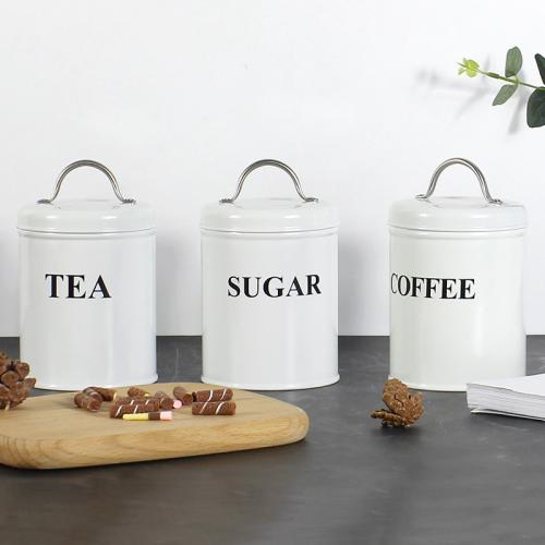 Iron Storage Jar Set Coffee Bean Sealed Jar Tea Jar Sugar Box Grain Storage Round Jar