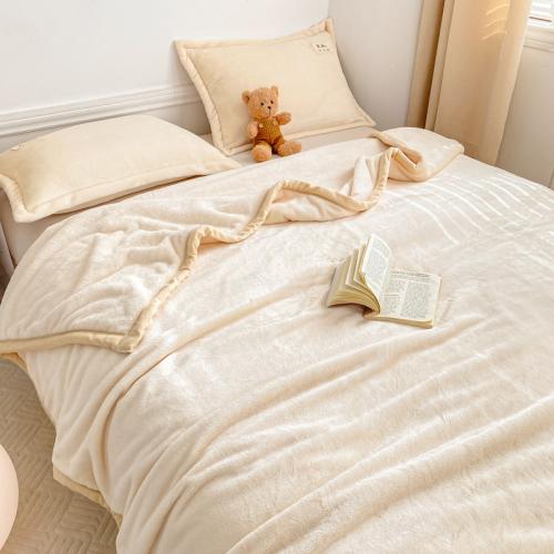 Light luxury milk velvet blanket solid color flannel nap blanket air conditioning blanket thickened warm