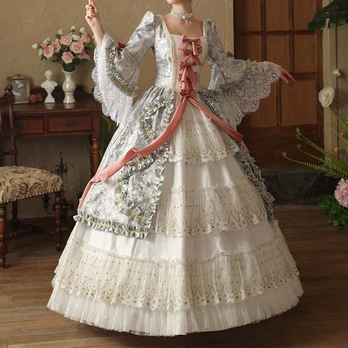 Medieval Women's European Jacquard Court Dress Vintage dress Halloween Lolita Photo Tour Tea Party