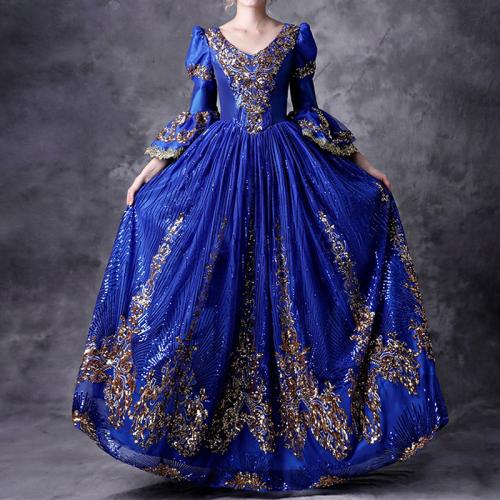 New European-style Palace Costume Masquerade Dinner Princess Evening Dress Dress Long Stage Show Costume for Women