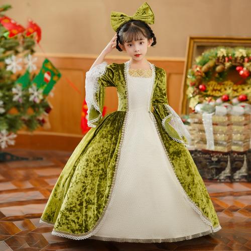 Halloween Children's autumn and winter velvet piano catwalk host dress birthday court Western princess dress