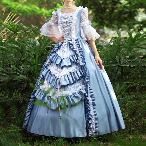 Grey Blue French Cake Queen's Court Dress Drama Photo Annual Meeting Masquerade Performance Dance Dress