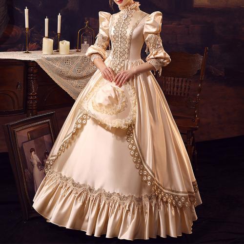 Champagne European Court High Collar French Aristocrat Miss Princess Drama Studio Photo Host Dance Performance Dress