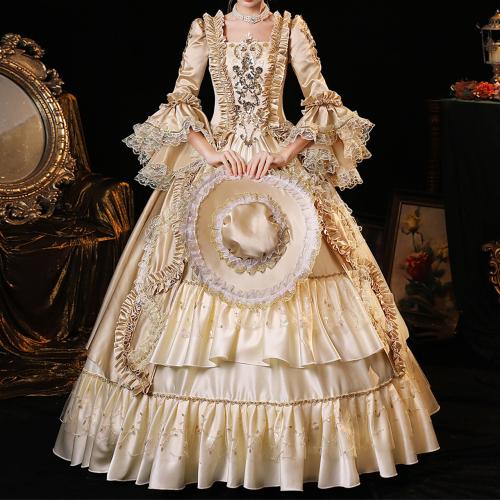 New champagne European style women's court costume drama birthday party stage drama retro performance dress