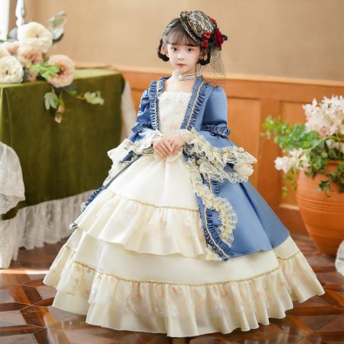 French princess dress girls' spring and autumn dress children's Halloween Festival watch performance dress European court dress