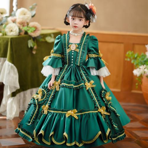 Green British court clothing girls clothing fairy tale piano little girl lolita dress Princess dress pettiskirt