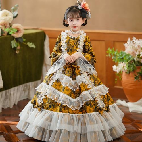 Russian jacquard girls' princess dress dress children's tea party performance dress girls' birthday dress European court