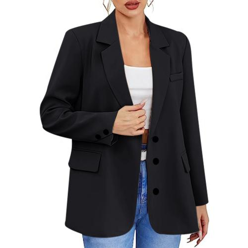 2024 Autumn and winter simple long sleeve solid color single breasted suit jacket women's clothing