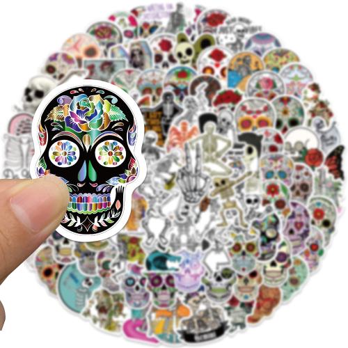 100 pieces colorful skull stickers decorative luggage notebook waterproof stickers