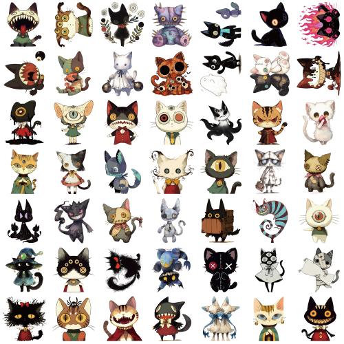 50 Gothic Grotesque Cat Graffiti Stickers Decorative Guitar Notebook Luggage DIY Waterproof Stickers