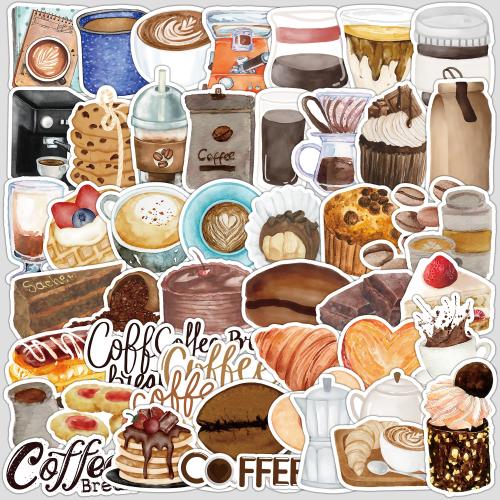 50 cute coffee graffiti stickers cup computer waterproof decorative stickers creative cartoon stickers