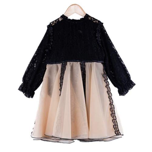 Children's Dress Girls' 2023 Summer Long-sleeved Dress Children's Lace Veil Dress Princess Dress