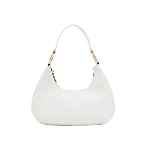 Women's shoulder underarm bag PU leather simple crescent bag white