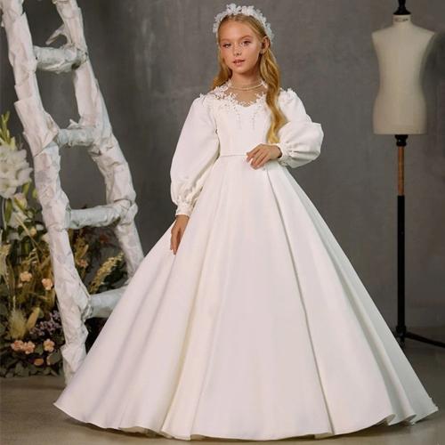 Children's banquet dress girls' piano performance dress girls' birthday model catwalk evening dress long sleeve