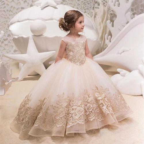 Girls' catwalk birthday trailing lace flower girl dress new children's sleeveless pettiskirt trailing