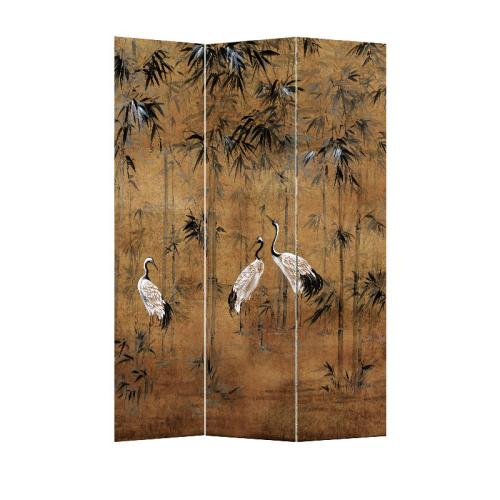 French style mid-ancient bamboo crane screen partition living room sofa background covering decoration home