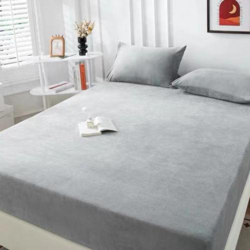 Winter velvet bedspread thickened fleece-lined protective cover pillowcase non-slip warm milk velvet bedspread