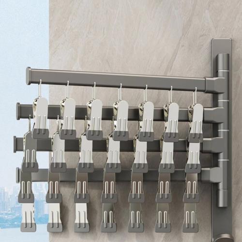 Folding Clothes Hanger Multi-clip Household Wall Hanging Sock Drying Rack Balcony Punch-free